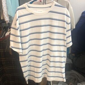 Lucky Brand Blue and White Striped Short Sleeve Tee